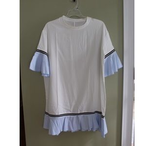 White and light blue dress